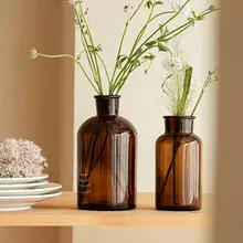 茶色ガラス花瓶 生け花 水耕栽培 用途 家庭装飾 レトロスタイル