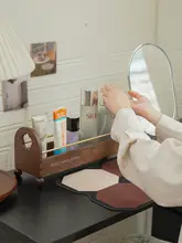 高級感あるナローボックス型コスメ収納ラック【実木製・洗面所用】