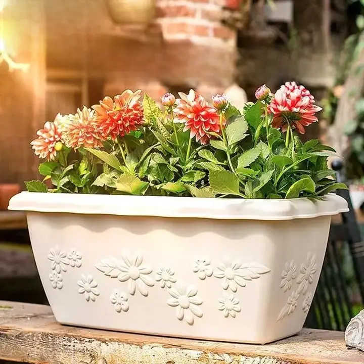 プラスチック製 大型長方形ストロベリーポット【バルコニー用・菜園プランター】