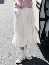 高腰ブラックプリーツスカート【フレンチデザイン・Aライン・レディース・秋用】