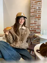 羊羔绒の刺繍入りショートコート【翻領・秋用・加絨】