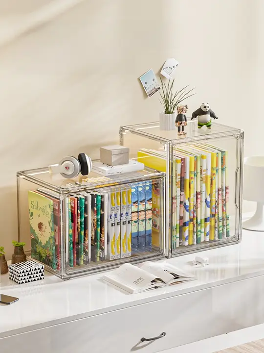 透明プラスチック製 絵本収納ボックス【デスク上用・アクリル風・本立て】