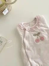 春秋用 ベビー 女の子用 軽量コットンベスト【刺繍チェリー・2色展開・薄手】
