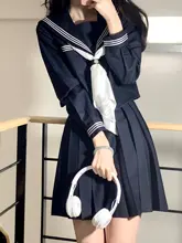深い藍色のセーラー制服【短袖・長袖・学生向け】（セットアップ対応）