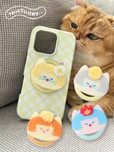 かわいい猫デザインの磁石式スマホスタンド【伸縮可能・カートゥーン風】