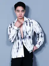 国風デザインの男性用ラテンダンスシャツ【練習・舞台用】