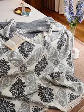 純綿麻のフリンジ付きブランケット【高級感・ソファカバー・オフィスやお昼寝用】