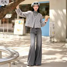 トレンドのベロア風短丈エコファーコート【Vネック・厚手】（セットアップ対応）