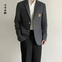 シンプルでスタイリッシュ！グレーのカジュアルスーツジャケット【若者向け・百搭デザイン】