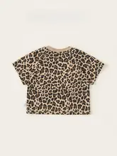 Tシャツ キッズ ボーイズ 半袖 丸首 ヴィンテージ ヒョウ柄 レタープリント 薄手 夏