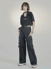 春秋用 レディース工事パンツ【ワイドストレート・フィット】