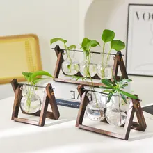 花瓶 木製スタンド 水耕栽培 観葉植物 おしゃれ デスクトップ オフィス 室内 モダン インテリア雑貨