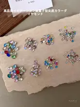ミニ尖底カラージュエルネイルデコレーション【透明シャンパン・異形デザイン・白鹅绒付き】