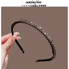 水晶装飾のシンプルなヘアバンド【前髪用・スタイリングアクセサリー】