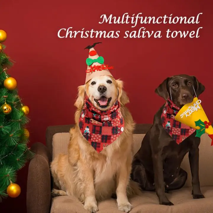 犬用クリスマスデコレーション スカーフ【ゴールドレトリバー・コーギー用・中大型犬対応】