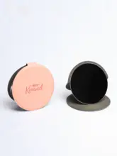 KRRAMEL バタフライメイクミラー【レザー製・手持ち・ポータブル・デスクスタンド可・ステンレス製】