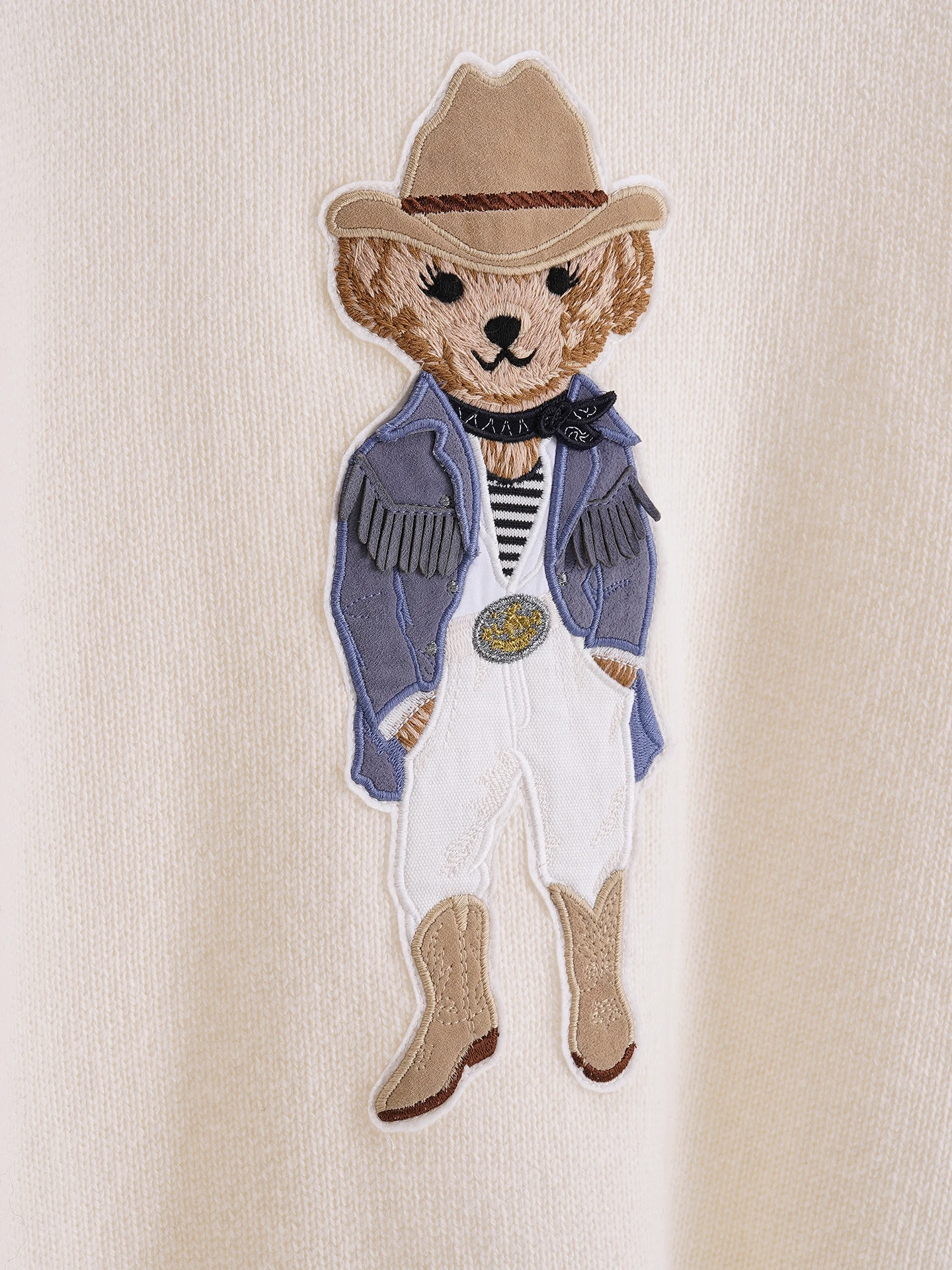 可愛いクマ刺繍入りニットセーター：通勤風の厚手山羊绒パープルラベルモデル