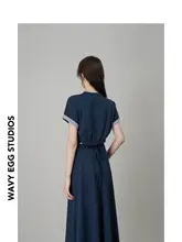 WAVY EGG波浪蛋 Tシャツ【半袖・Aライン・女性用】とスカートの組み合わせ（セットアップ対応）
