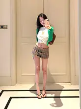デザインプリントの小犬ショートスリーブカーディガン【韓国風 ・極上の柔らかさ・フィット感】（セットアップ対応）