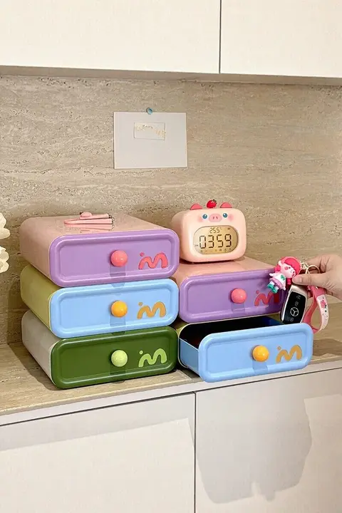 デスクトップ収納ボックス【引き出し式・化粧品収納・文房具用】