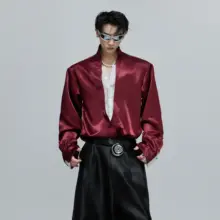 ブラウス レディース フェイクレイヤード Vネック レースパッチワーク 短丈 ラウンドヘム ゆったり 上品 きれいめ 「ArguE CulturE」
