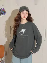 長袖Tシャツ レディース 丸首 シンプル プリント 韓流 ルーズ 着痩せ カジュアル 春 トップス 肌触り快適