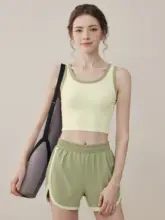 高強度対応 女性用フィットネスベスト【一体型・ランニング・ヨガ用・防振】（セットアップ対応）