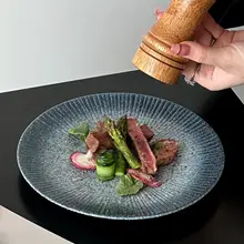 高級感あふれる和風 牛排皿【セラミック製・創造的デザイン・パスタやデザートにも最適】