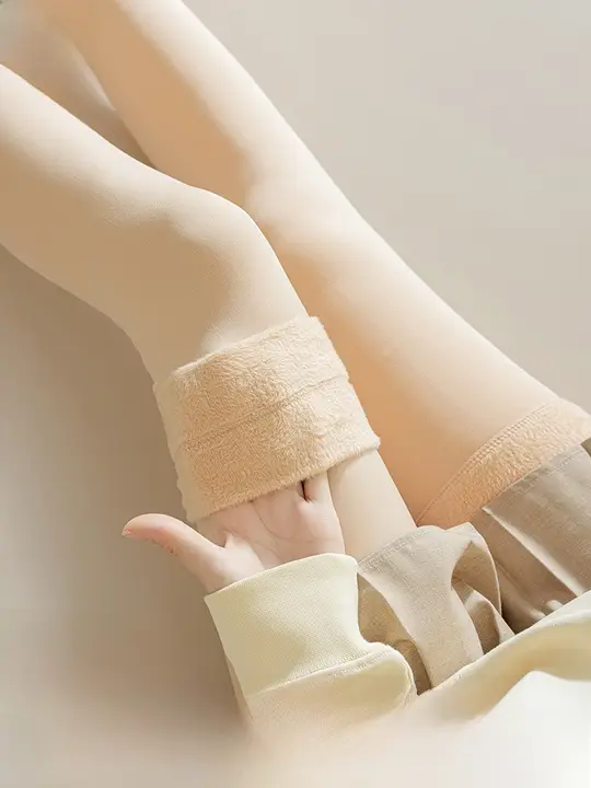 加絨ひざ上靴下【秋冬用・防滑・肌色】