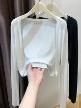 黒の天絲製薄手カーディガン【夏用・UVカット・ショート丈】（セットアップ対応）