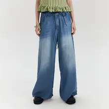 水洗ブルースカイシルクデニムワイドパンツ