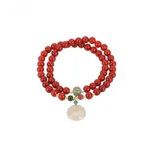 優雅なデザインのパールとマヌカのブレスレット【新中式・重ね着用】