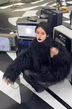 高級感ある黒いフォックスファー レディースコート【冬用・エコ素材・厚手】