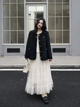 パリ風プリンセススカート【花びらデザイン・高ウエスト・フレア・ウエストゴム】