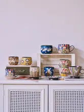 マグカップ コーヒーカップ 手描き うさぎ柄 陶器 緑 おしゃれ