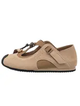 透かしデザインのバレエ風スポーツサンダル【軽量・ベージュ・女性用・外出用】（セットアップ対応）