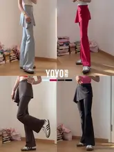 高腰デザインの微喇フィットネスパンツ【秋冬・ヨガ・美しいプリント・提臀効果】（セットアップ対応）