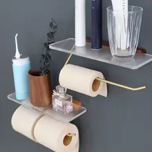 壁掛けトイレットペーパーラック【穴あけ不要・アクリル木製・スマホ対応】