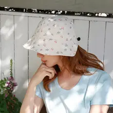 可愛いリボン付きのフェスハット【小花柄・紫外線対策・折りたたみ可】