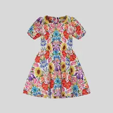 夏用全綿プリント膝丈ドレス【Liberty柄・抗皺加工・子供用】