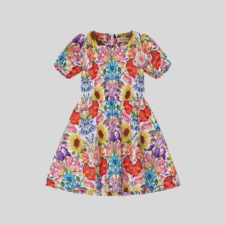 夏用全綿プリント膝丈ドレス【Liberty柄・抗皺加工・子供用】