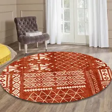 モロッコ製 円形カーペット【リビング・寝室用・アメリカン ヴィンテージ・ボヘミアンスタイル・赤いクリスマスカーペット】