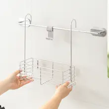 304ステンレス製 お風呂用収納かご【浴室・シャワールーム用・フック付き】