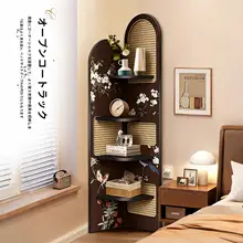 ヴィンテージ風リビング用コーナーキャビネット【三角形収納・フロアタイプ・インテリア装飾用】