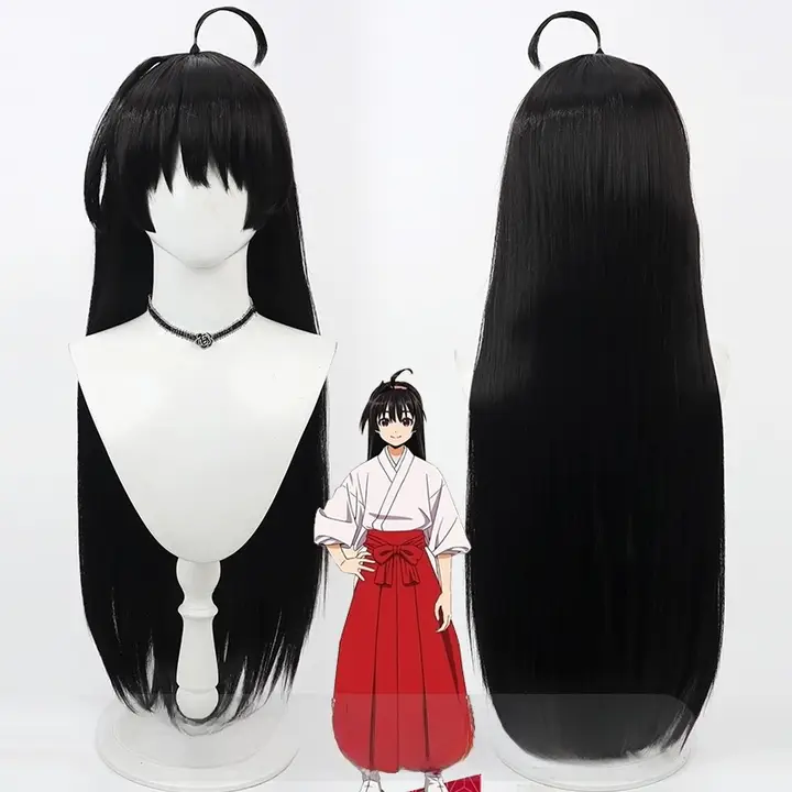 コスプレ用ウィッグ【黒色・ロング・肌色の頭皮ベース】
