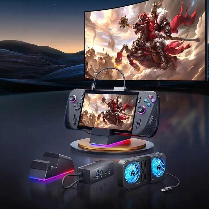 ROG対応 ゲーム機用拡張ドック【蒸気デッキ・冷却機能付き・多機能設計】