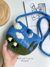 手作りウールフェルトの斜め掛けバッグ【ミニサイズ・親子向け・洗練デザイン】
