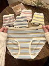 ストライプ柄のコットン製女性用中腰パンツ【抗菌・通気性・三角型】