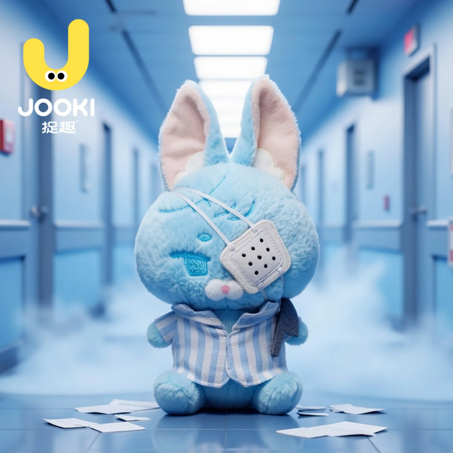 かわいいウサギのぬいぐるみ：患者ゾーイの360度回転機能とQ版デザインが実用性を支える