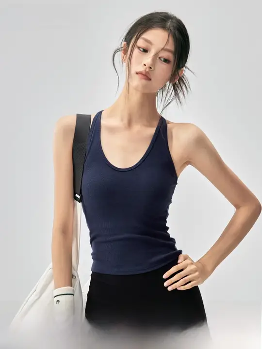 スポーツブラ付き一体型運動トップス【防振・美背・ヨガ・ランニング対応】